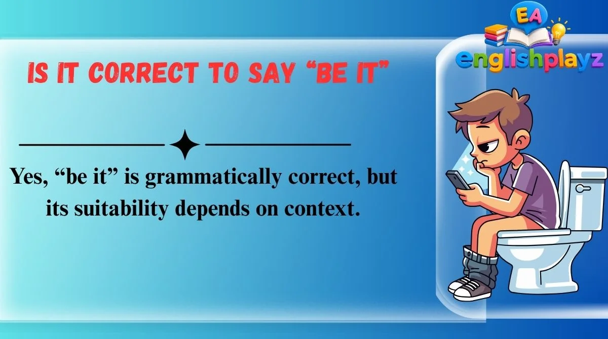 Is It Correct to Say “Be It”